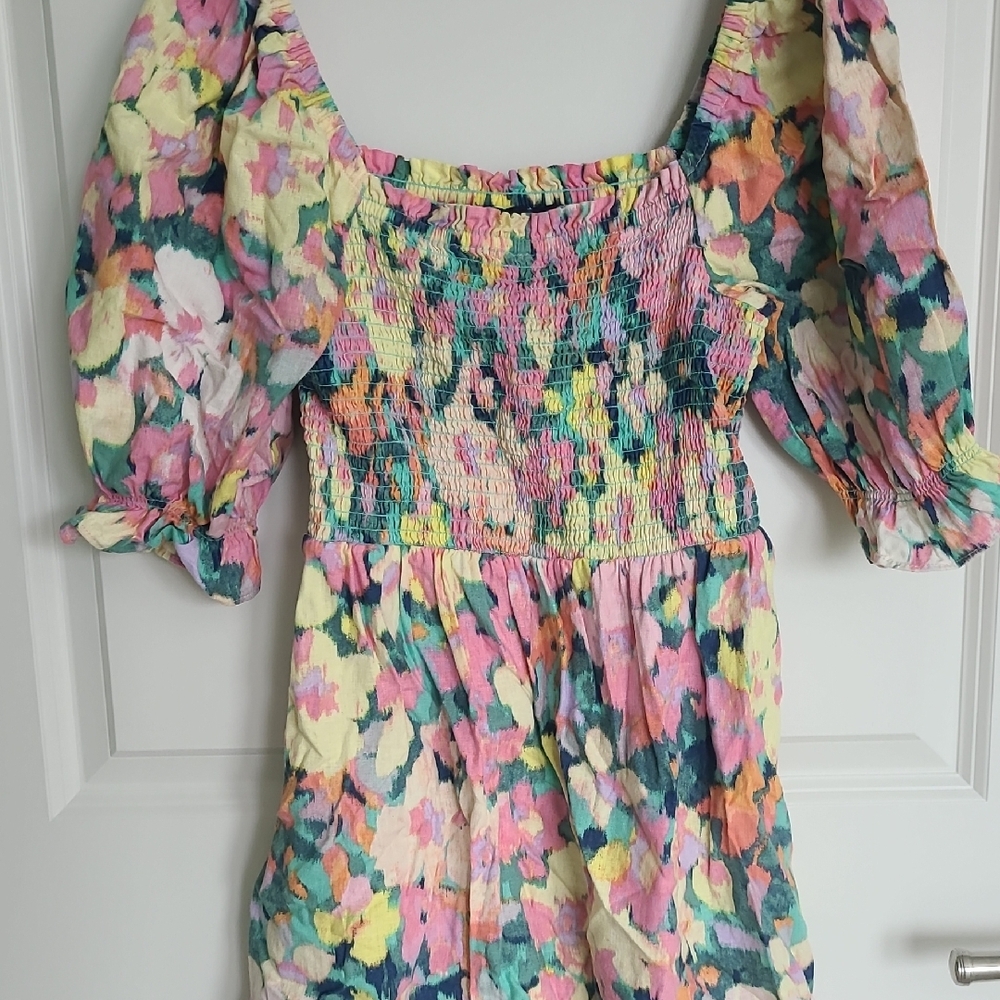 GAP Floral Smocked Sundress with Puff Sleeves